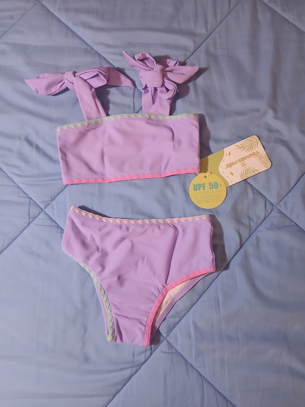 Girls Lilac Two-Piece Swim Bikini with Trim